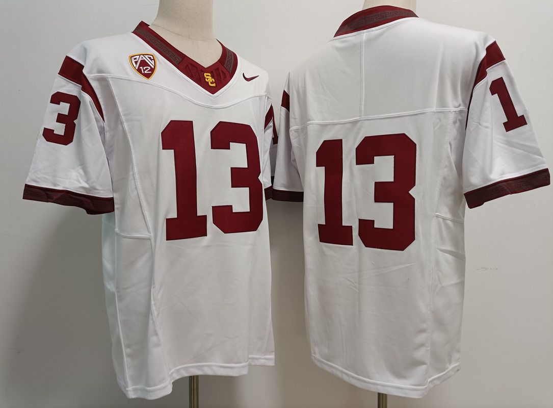 Men USC Trojans #13 No Name White Nike 2025 NCAA Jersey->ncaa teams->NCAA Jersey